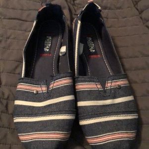 Lds flat denim striped flats